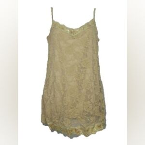 Vintage green lacey  top with spaghetti straps and sequins.